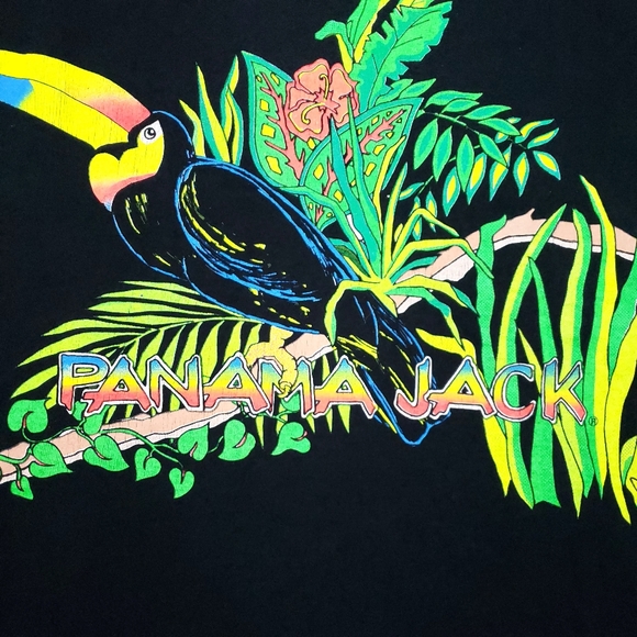 Vintage Natuee Panama Jack Wrap Around Rainforest Toucan Macaw Tropical T-shirt - Picture 4 of 15